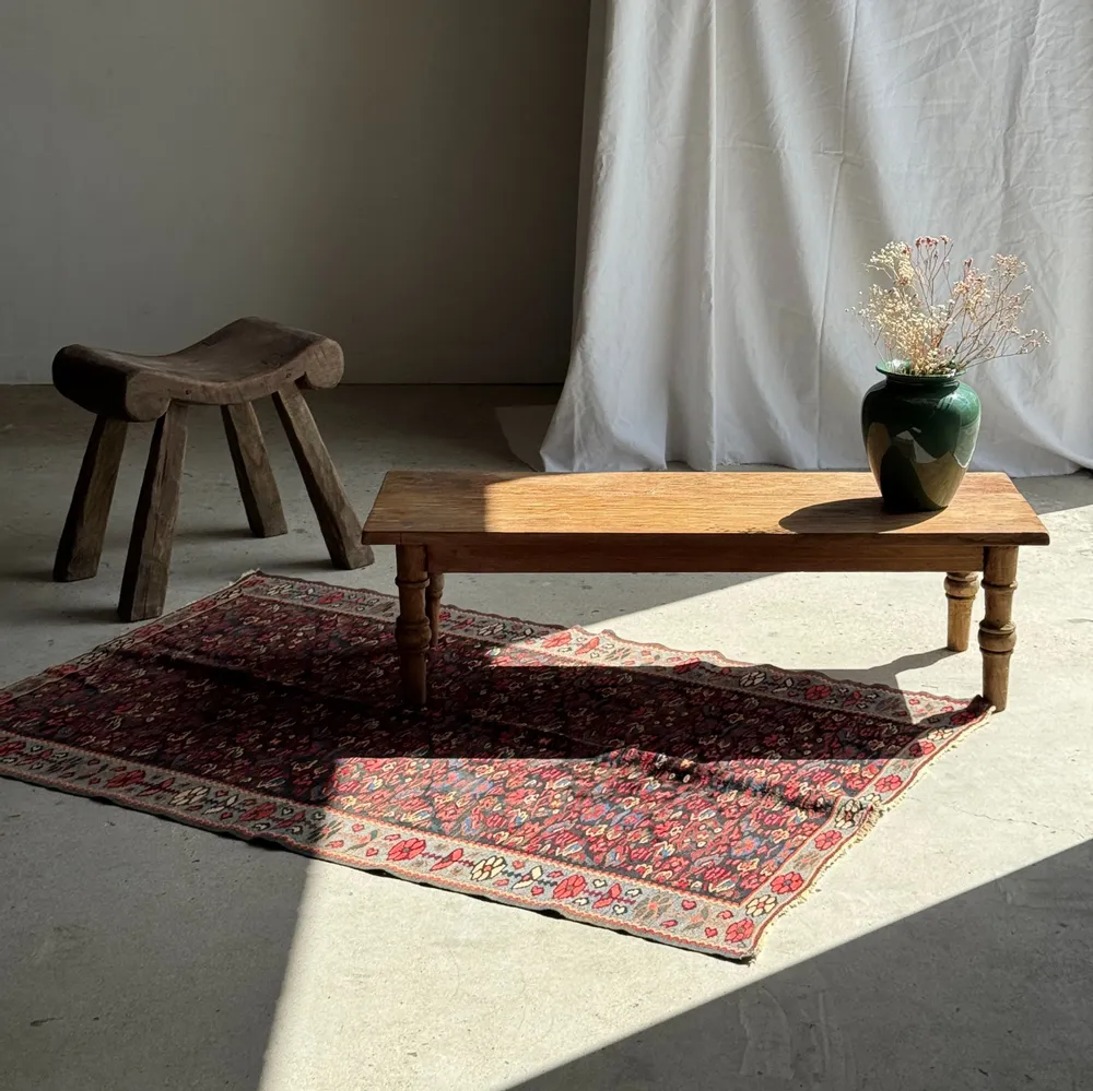Tables basses - Table basse en teck brun indonésienne, bordure et pieds cylindres H40 - OFFICE OBJETS