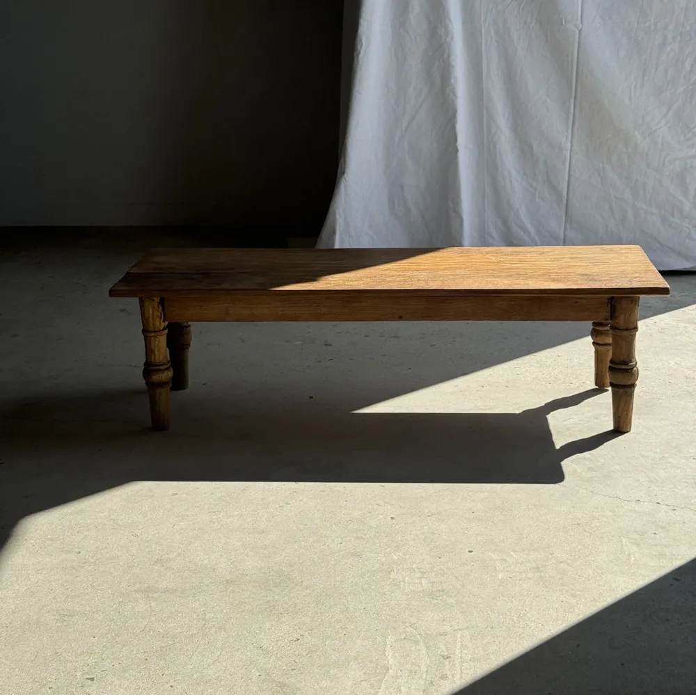 Tables basses - Table basse en teck brun indonésienne, bordure et pieds cylindres H40 - OFFICE OBJETS