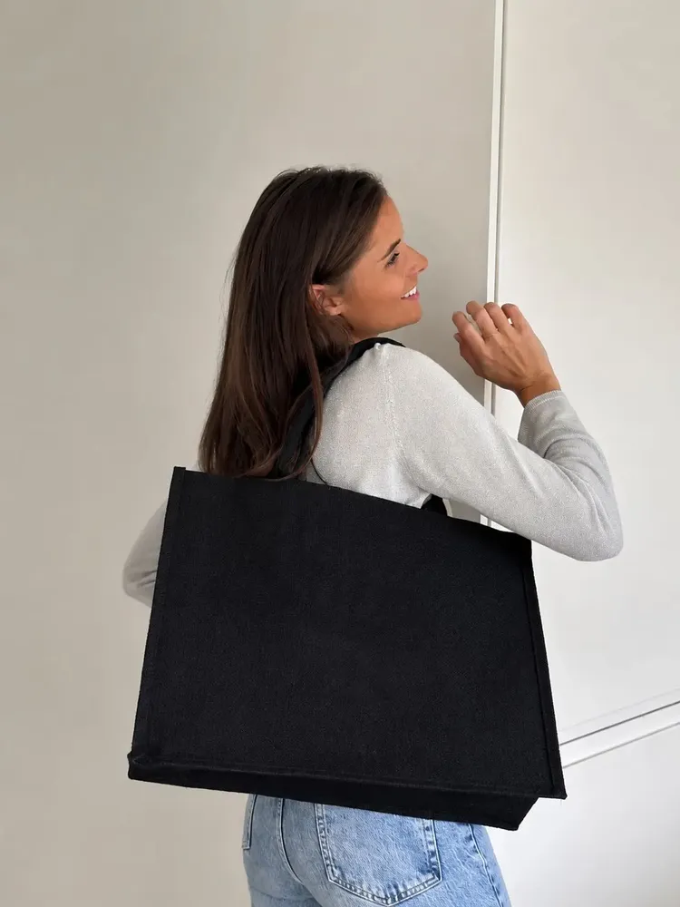 Bags and totes - Reusable Black Jute Bag — Ibiza L (45 × 20 × 34 cm) - MOONPACK