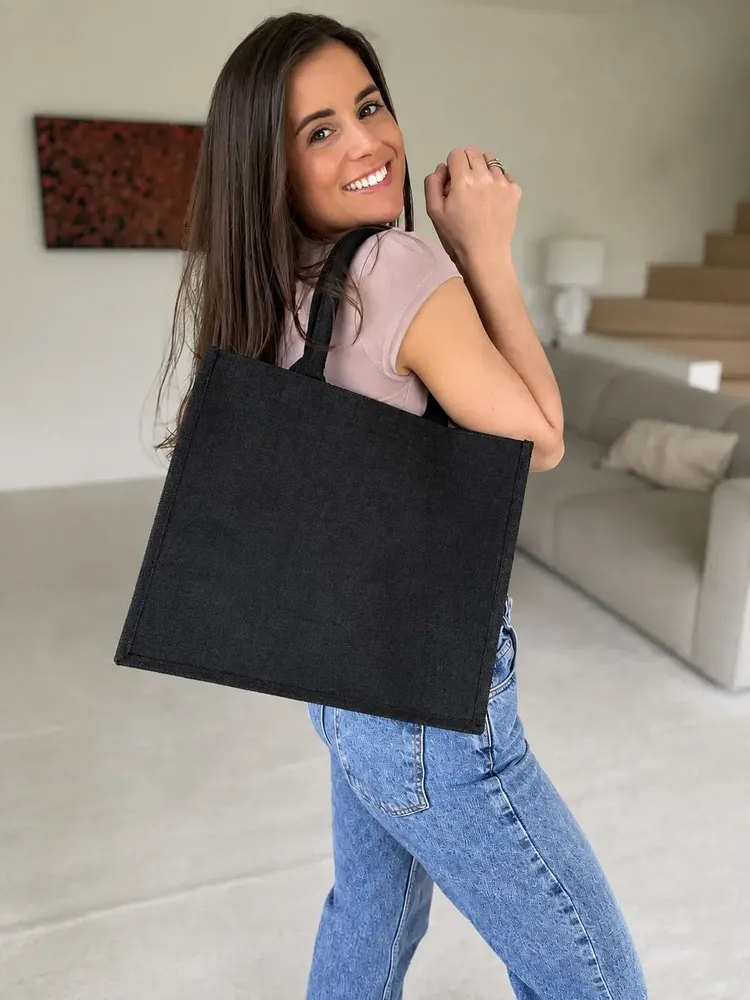 Bags and totes - Reusable Black Jute Bag - Ibiza M (35x15x30 cm) - MOONPACK