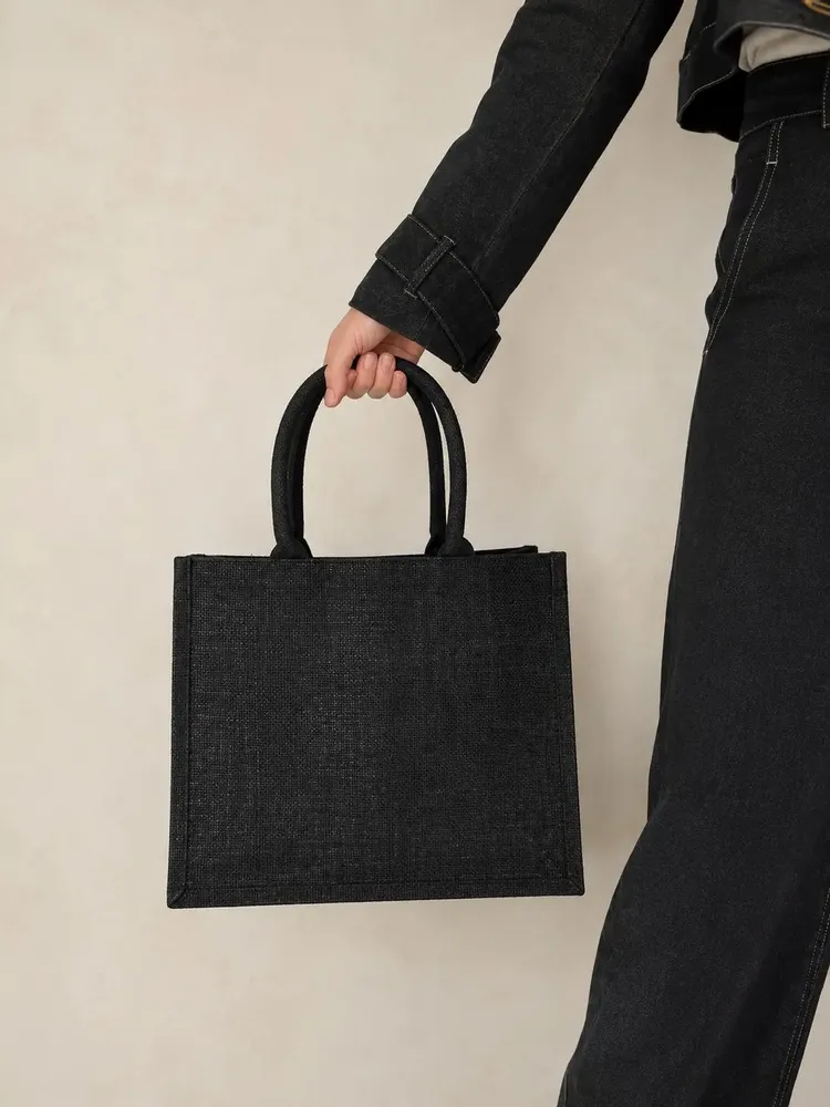 Bags and totes - Reusable Black Jute Bag - Ibiza M (35x15x30 cm) - MOONPACK