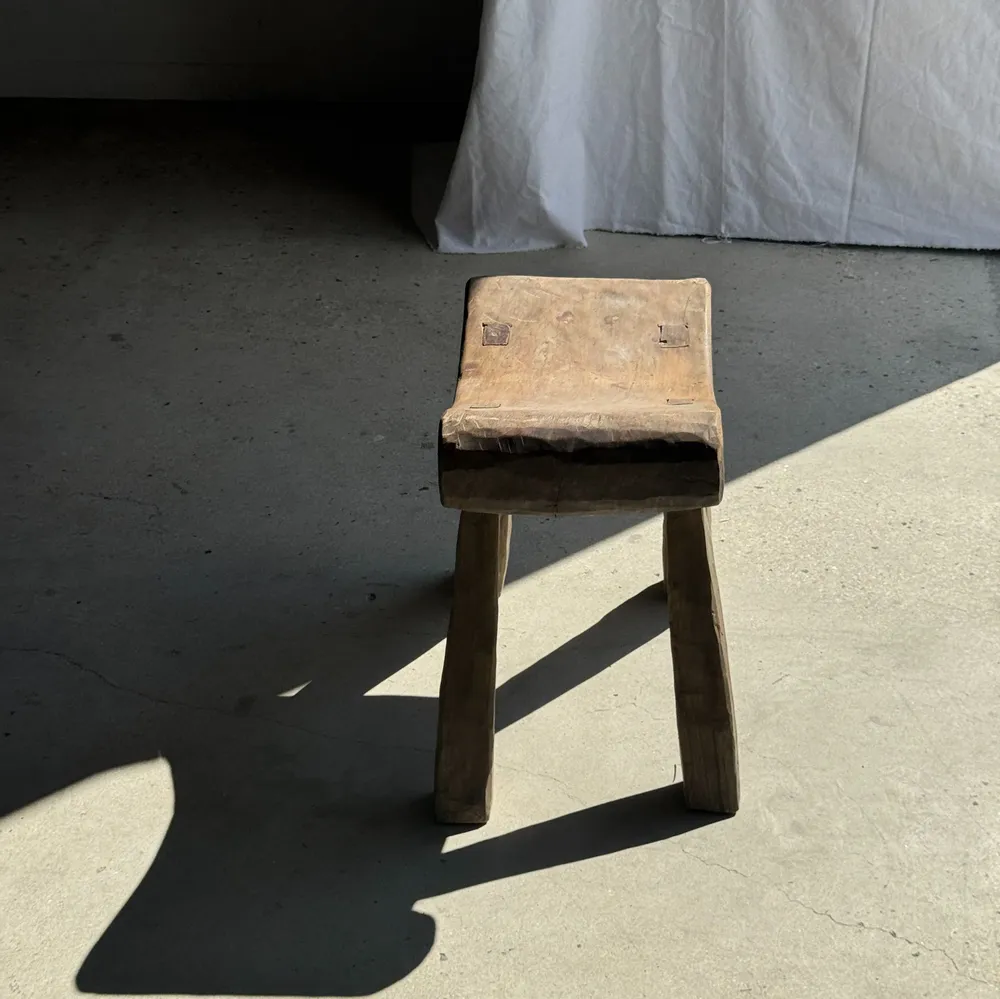 Stools - Ancient teak quadripod stool from Indonesia H 50 L 52 - OFFICE OBJETS
