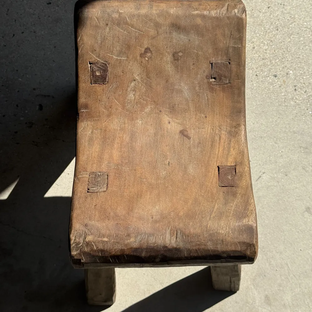 Stools - Ancient teak quadripod stool from Indonesia H 50 L 52 - OFFICE OBJETS