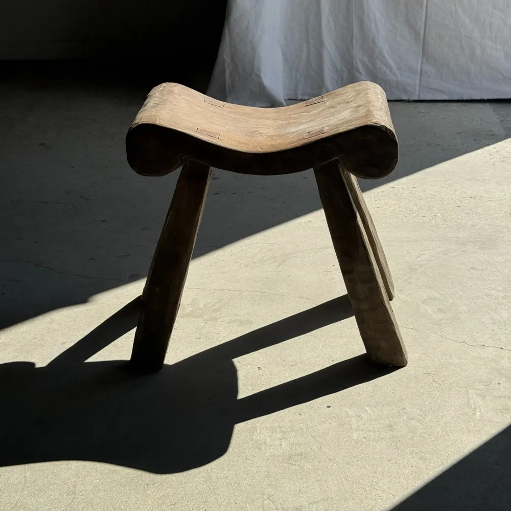 Stools - Ancient teak quadripod stool from Indonesia H 50 L 52 - OFFICE OBJETS
