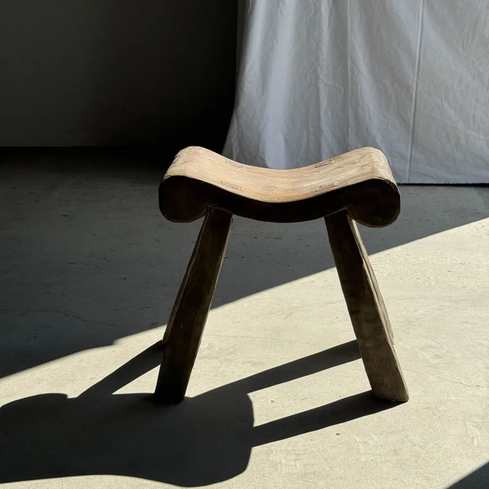 Stools - Ancient teak quadripod stool from Indonesia H 50 L 52 - OFFICE OBJETS