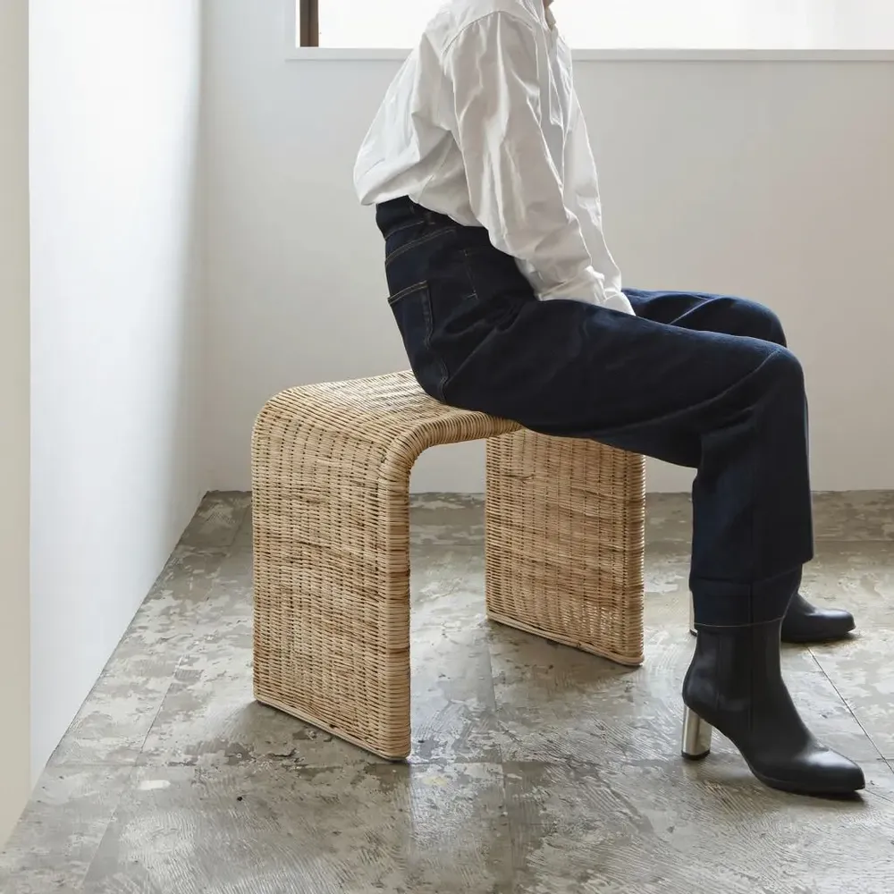Coffee tables - Flax Natural Rattan Side Table / Stool - LO-FI HOUSE