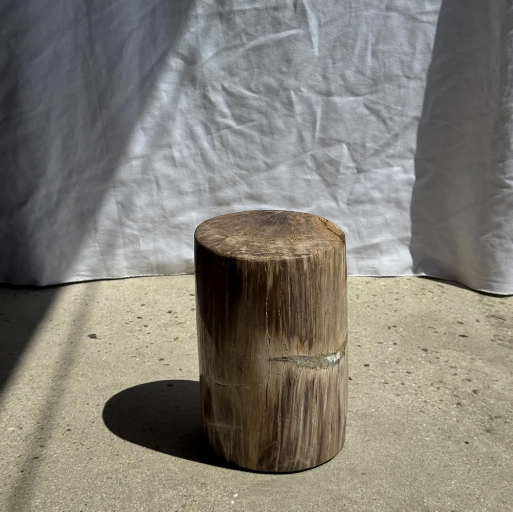 Stools - Small side table in beige grey petrified wood H28 D18 - 3325 - OFFICE OBJETS
