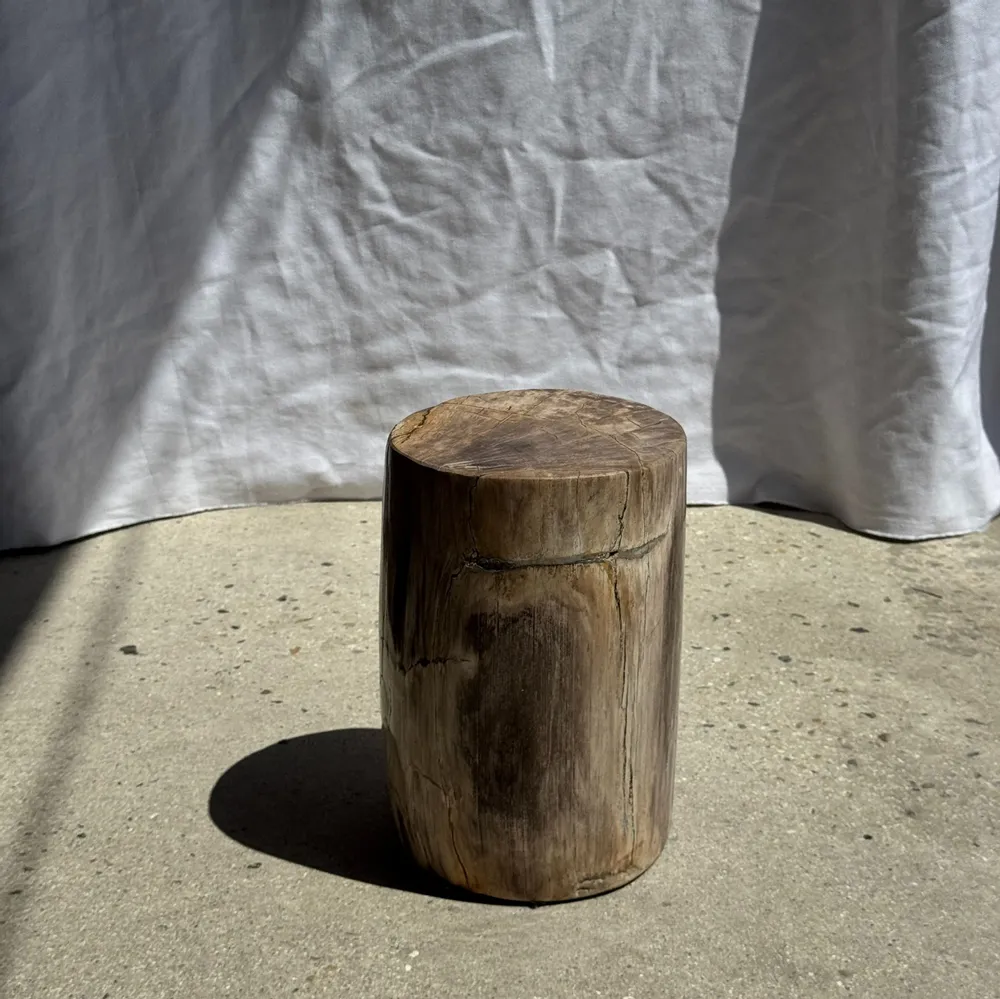 Stools - Small side table in beige grey petrified wood H28 D18 - 3325 - OFFICE OBJETS