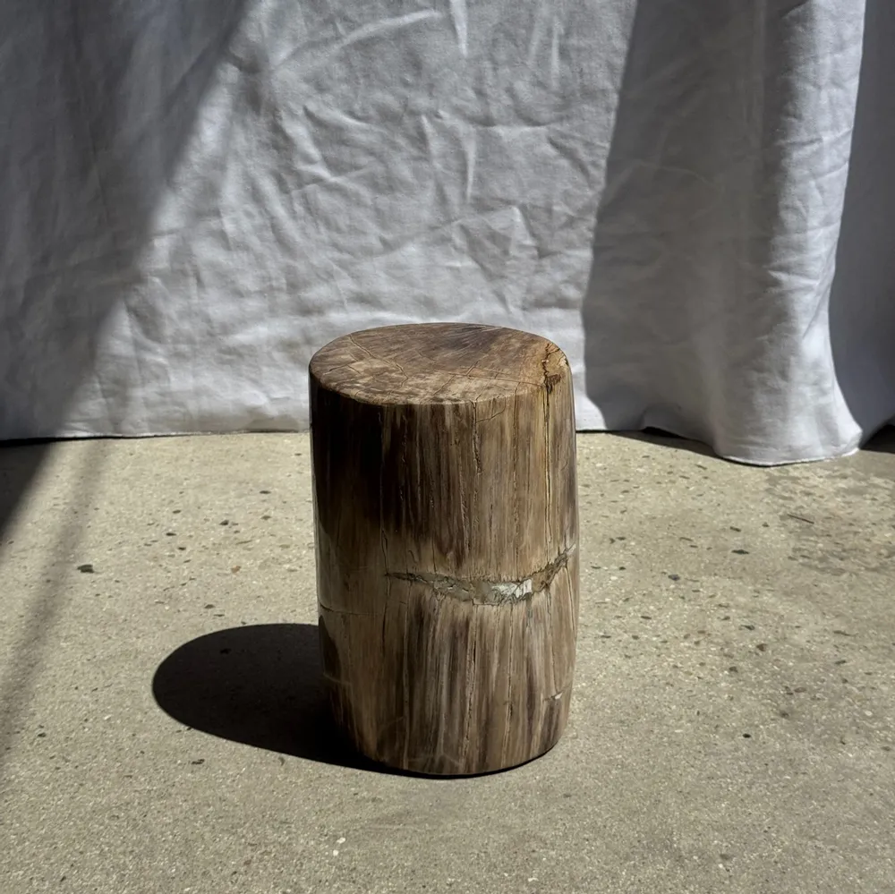 Stools - Small side table in beige grey petrified wood H28 D18 - 3325 - OFFICE OBJETS
