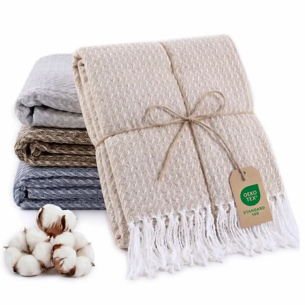 Throw blankets - Cotton Throw Topaz - LANAVITTA