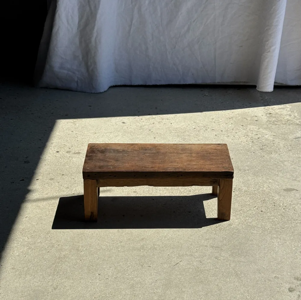 Footrests - Small antique rectangular quadripod teak bench from Indonesia H20 L45 - OFFICE OBJETS