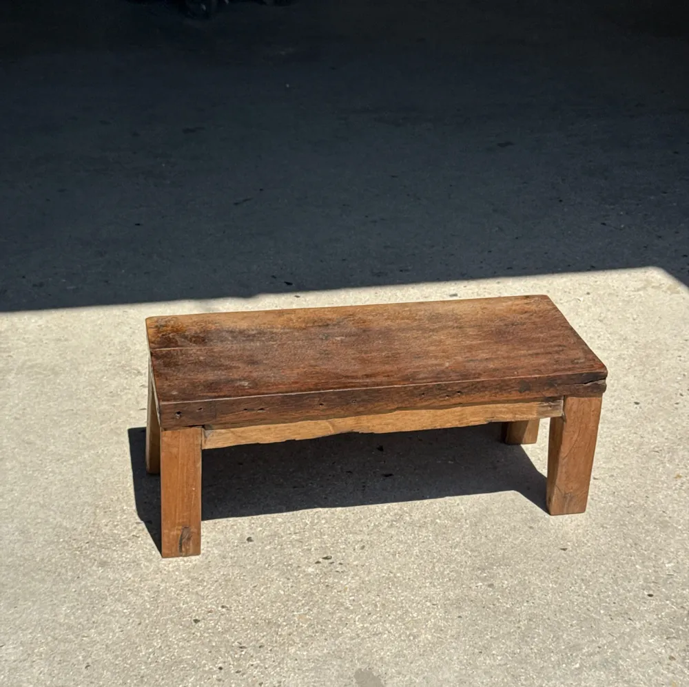 Footrests - Small antique rectangular quadripod teak bench from Indonesia H20 L45 - OFFICE OBJETS
