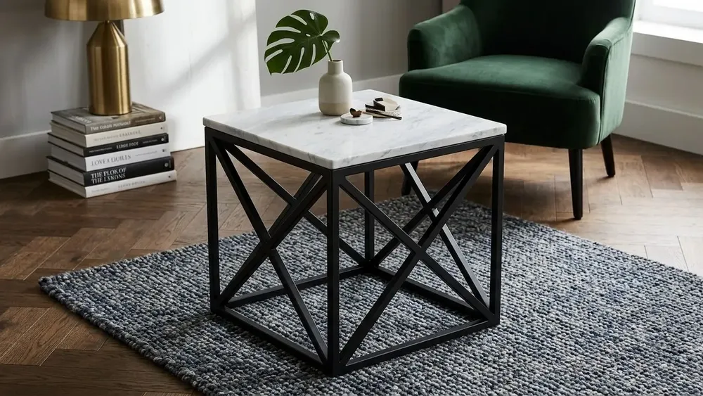 Other tables - Light Grey Marble Top — Square 450 × 450 mm - SAGIT
