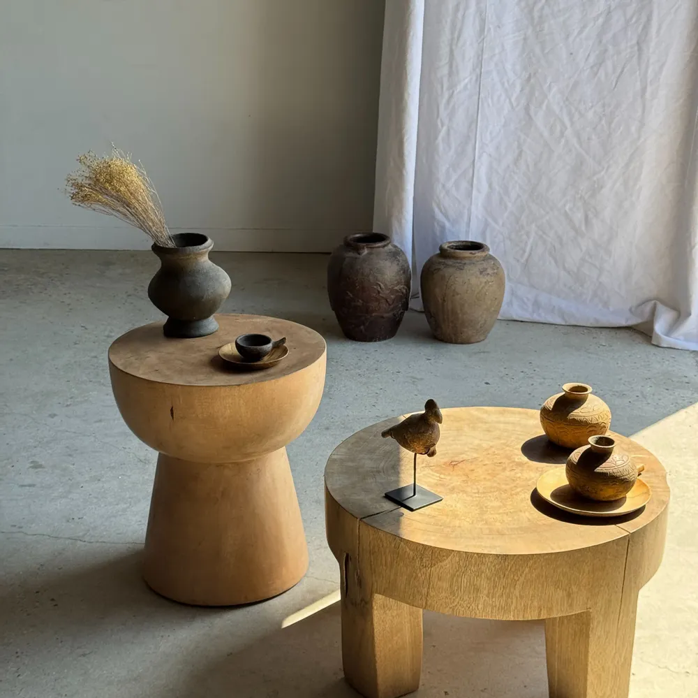 Assiettes de réception - Set de 2 coupelles de service en teck d'Indonésie D14 &D25 - OFFICE OBJETS