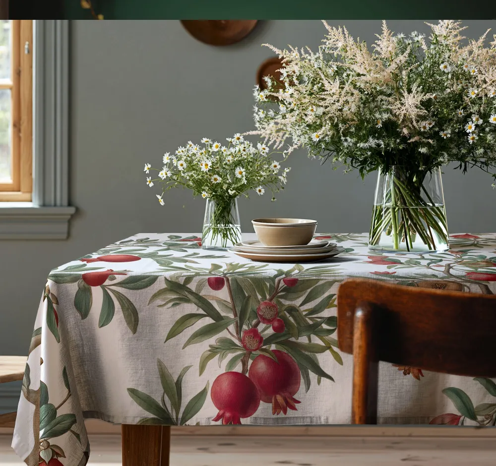 Table cloths - 100% linen tablecloth POMEGRANATE 140x250cm - NORRAVILLA