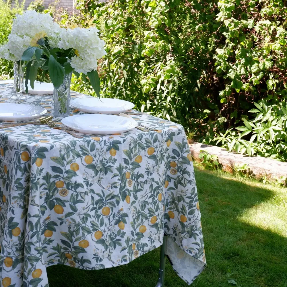 Nappes - Nappe 100 % lin - Imprimé citron italien sur lin épais - NORRAVILLA