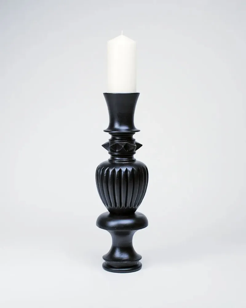 Candlesticks and candle holders - A pair of stained wood candle holders - ESMERY EBENISTERIE