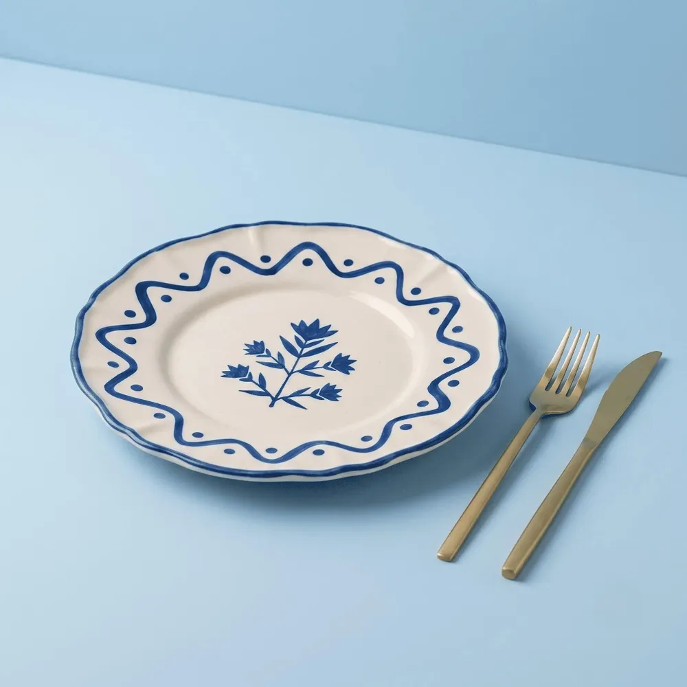 Everyday plates - Scalloped Floral Dessert Plate | Hand-crafted Ceramic | 8.5 Inch - CASA AMAROSA