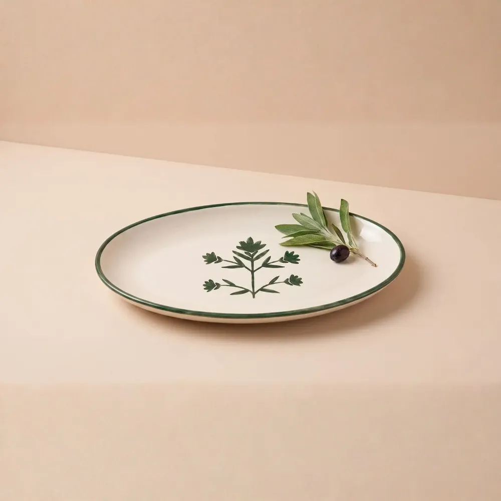 Everyday plates - Floral Oval Platter | Hand-crafted Ceramic | 14x7 - CASA AMAROSA