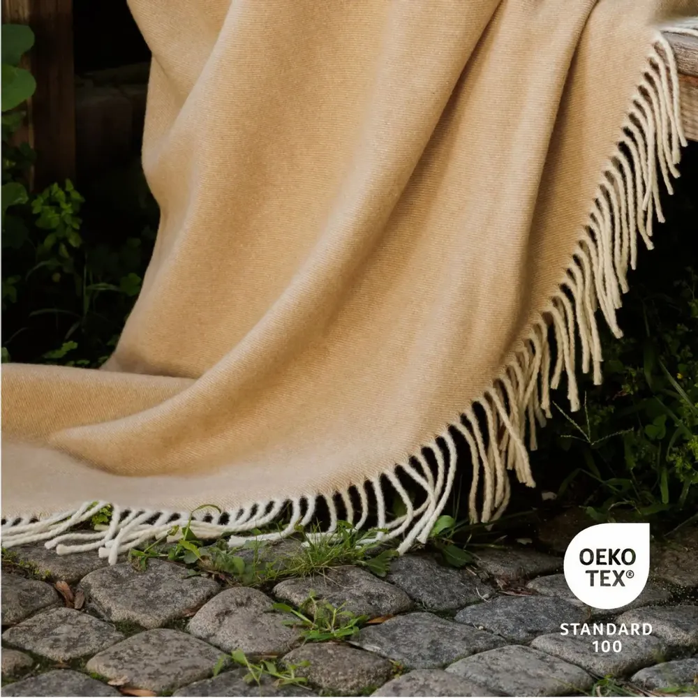 Throw blankets - Australian Merino Wool Throw Steppe - LANAVITTA