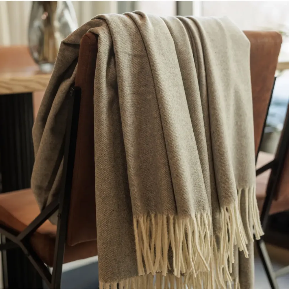Throw blankets - Australian Merino Wool Throw Steppe - LANAVITTA