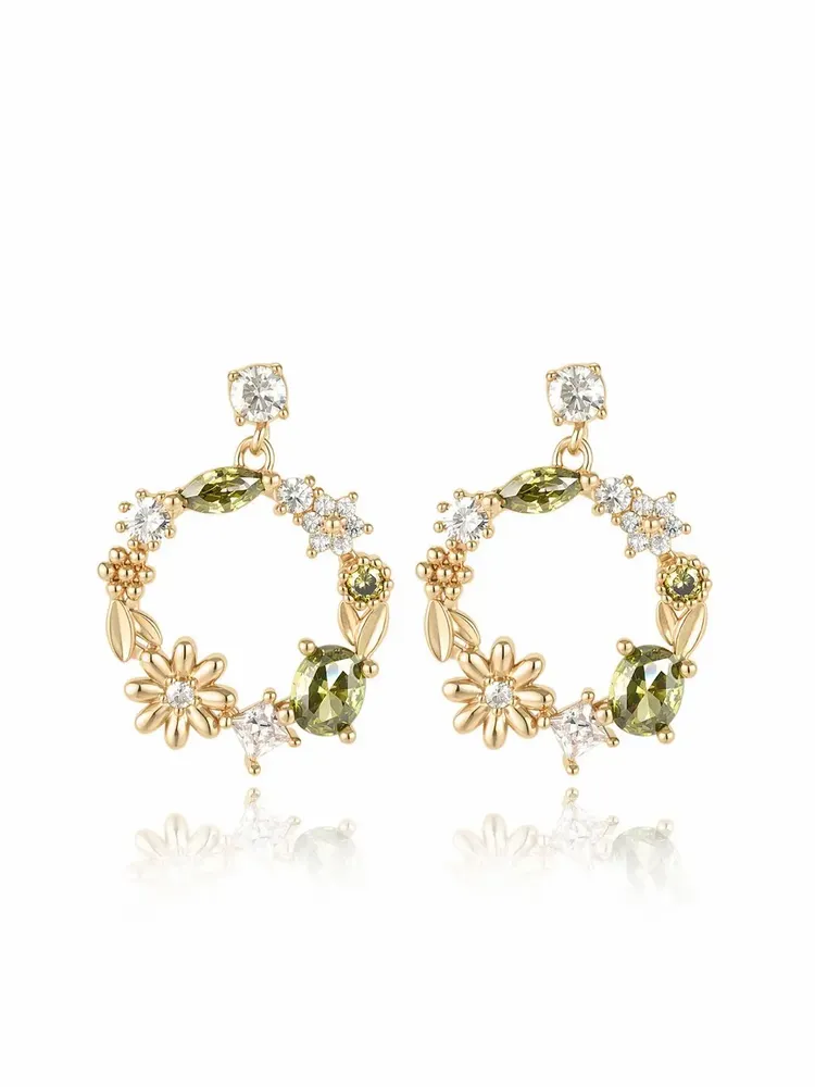 Jewelry - Peridot PL-OR 750 3MIC Flower Garden Earrings - ATELIER J.FB FRANCE