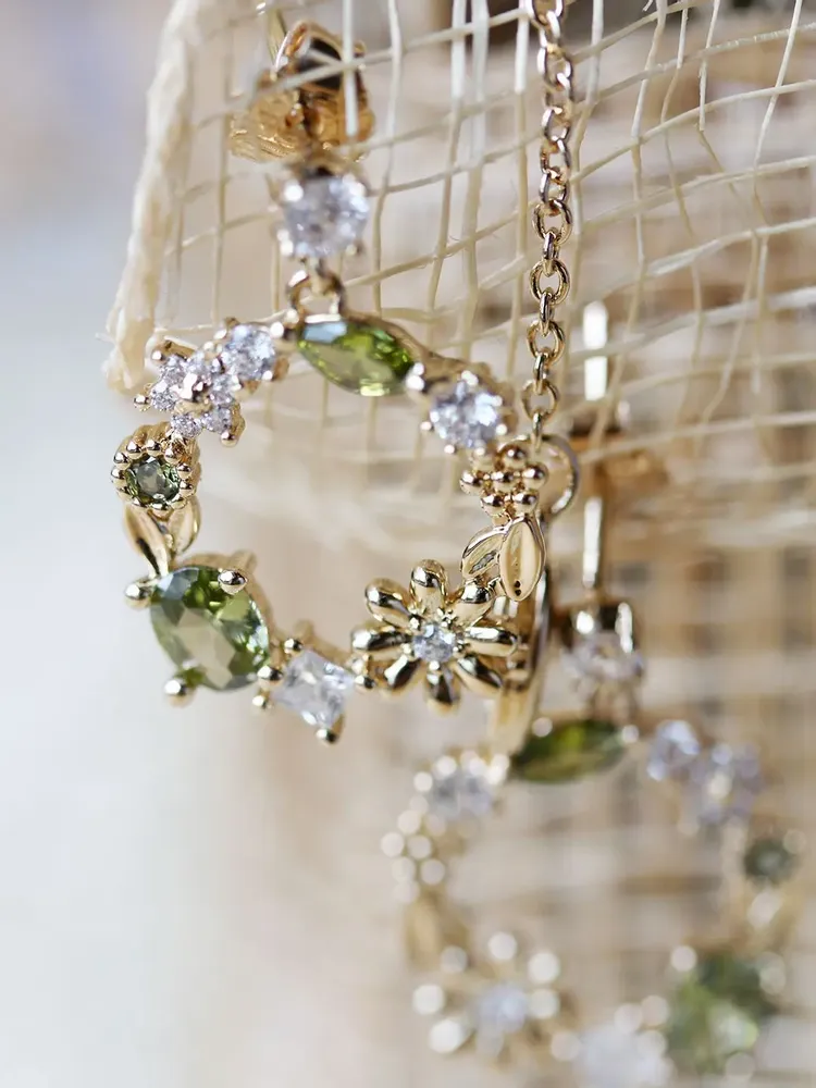 Jewelry - Peridot PL-OR 750 3MIC Flower Garden Earrings - ATELIER J.FB FRANCE