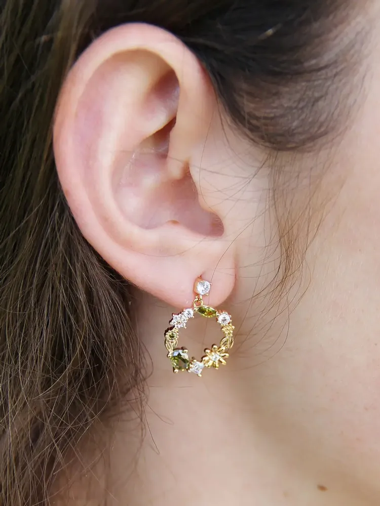 Jewelry - Peridot PL-OR 750 3MIC Flower Garden Earrings - ATELIER J.FB FRANCE