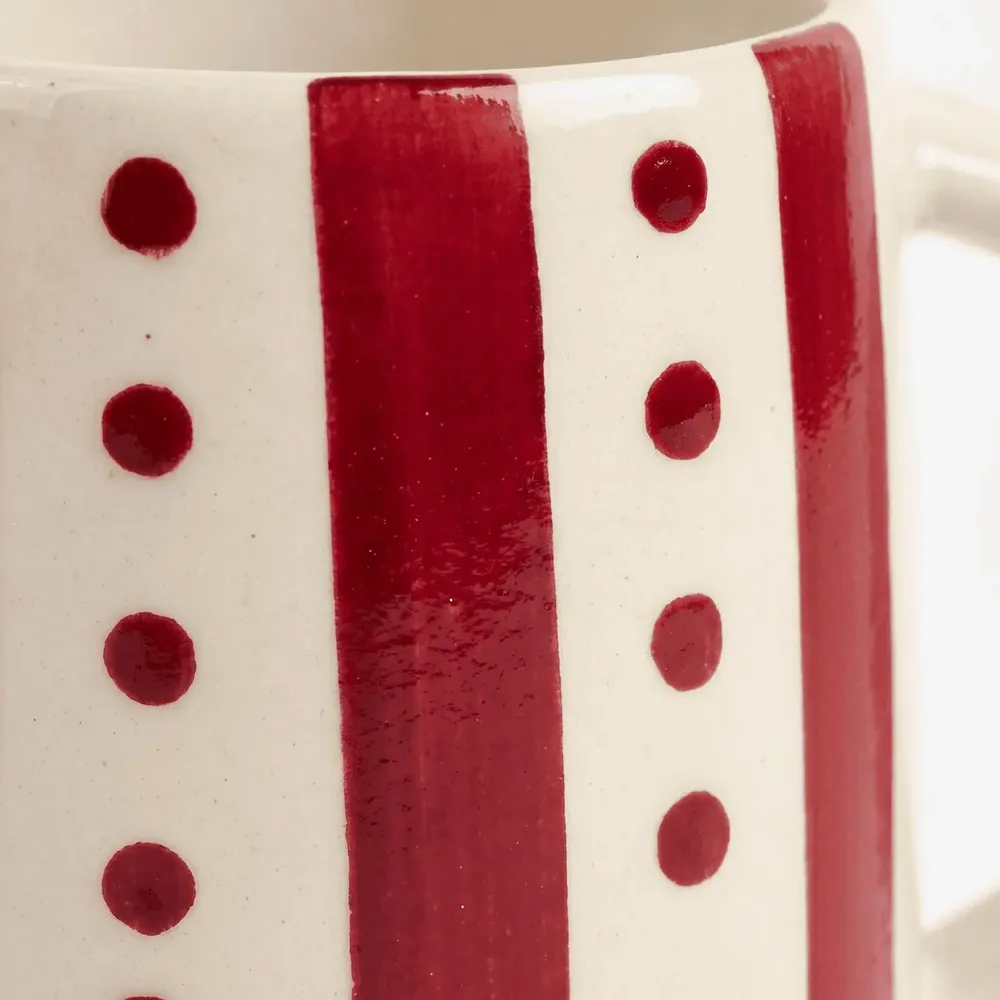 Everyday plates - Stripe & Dot Mug | Hand-Painted Ceramic Stoneware | 4 Inch - CASA AMAROSA