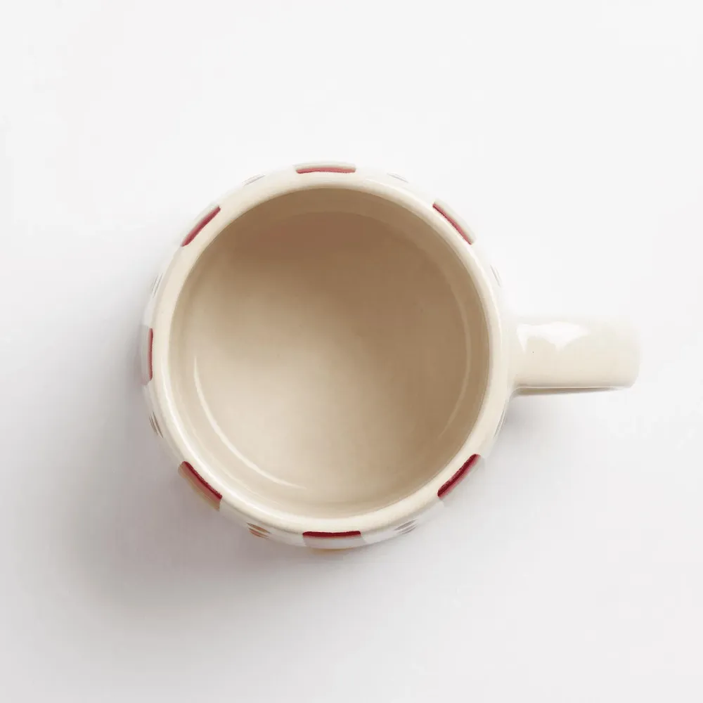 Everyday plates - Stripe & Dot Mug | Hand-Painted Ceramic Stoneware | 4 Inch - CASA AMAROSA
