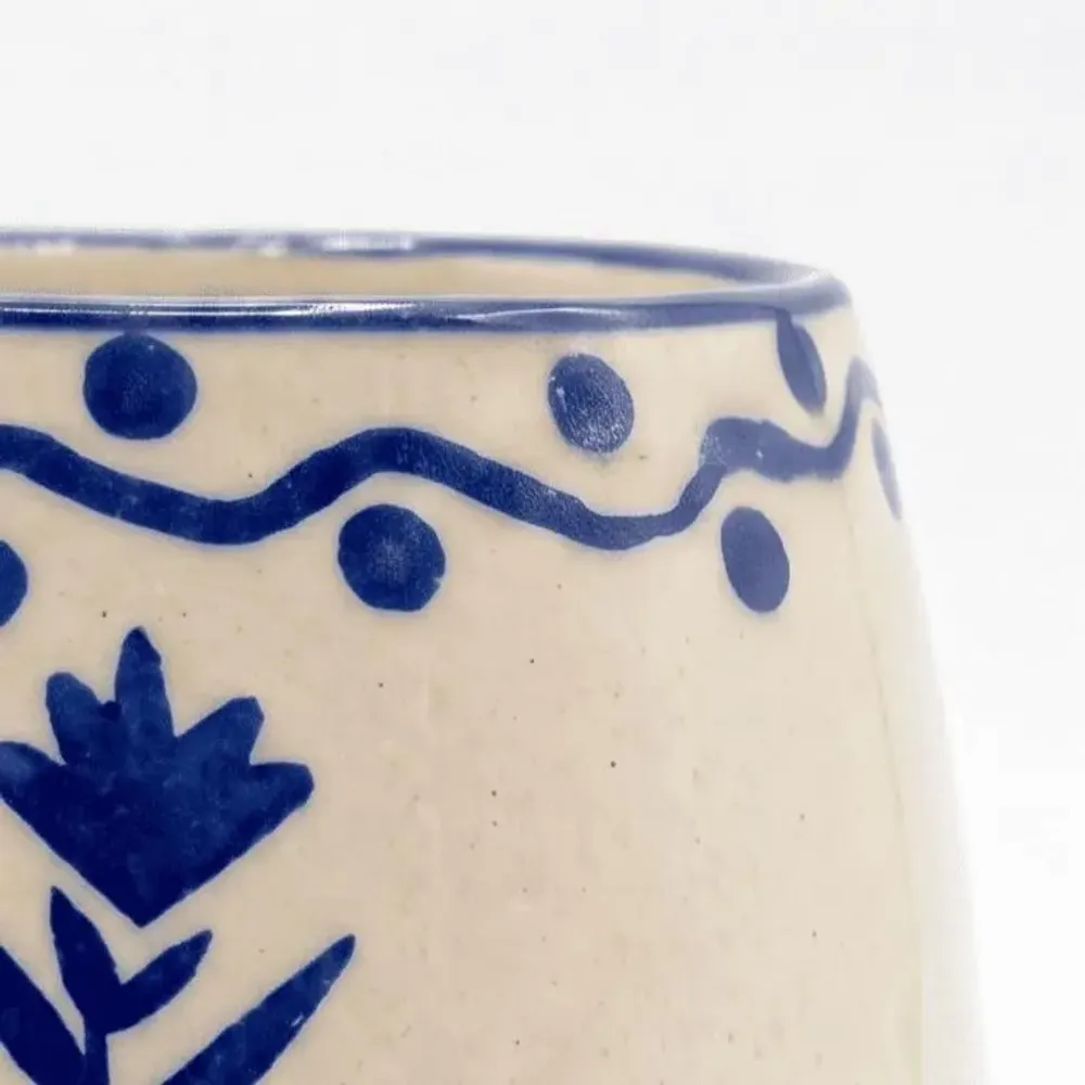 Carafes - Floral Motif Drink cup | Hand-Painted Ceramic Stoneware | 3 Inch - CASA AMAROSA