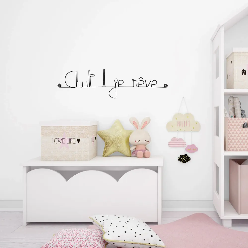 Other wall decoration - Wire Wall Decor\” Shh! I dream\” - Baby/Child - BIJOUX DE MUR
