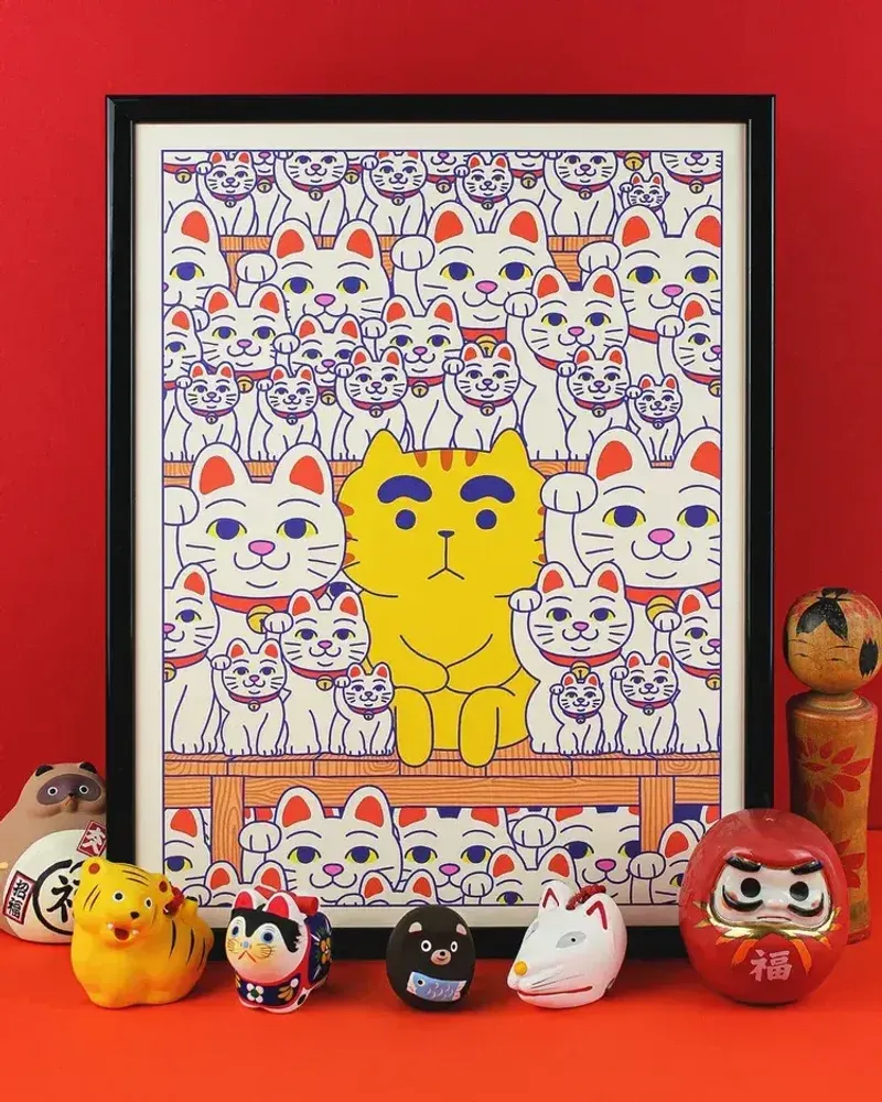 Affiches - Affiche "Maneki neko" - Format 30x40cm ou A4 - YEAAAH! STUDIO