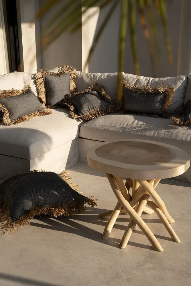 Cushions - The Cotton Bonita Cushion Cover - Natural Black - 60x60 - BAZAR BIZAR LIVING