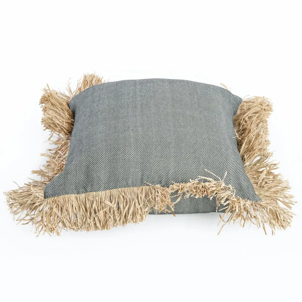 Cushions - The Cotton Bonita Cushion Cover - Natural Black - 60x60 - BAZAR BIZAR LIVING