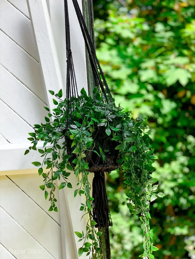 Decorative objects - The Macrame Plant Holder - Black - M - BAZAR BIZAR LIVING