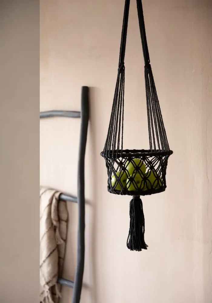 Decorative objects - The Macrame Plant Holder - Black - M - BAZAR BIZAR LIVING