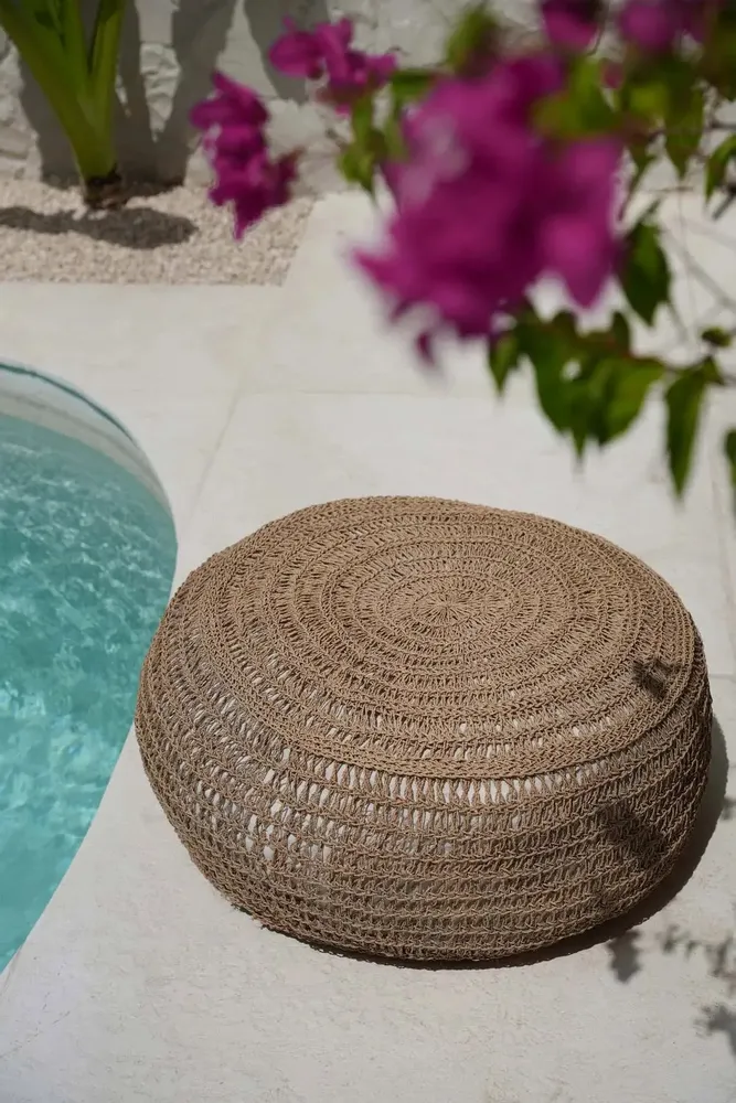 Ottomans - The Seagrass Pouffe - Natural - M - BAZAR BIZAR LIVING
