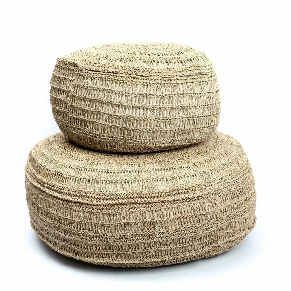 Ottomans - The Seagrass Pouffe - Natural - M - BAZAR BIZAR LIVING