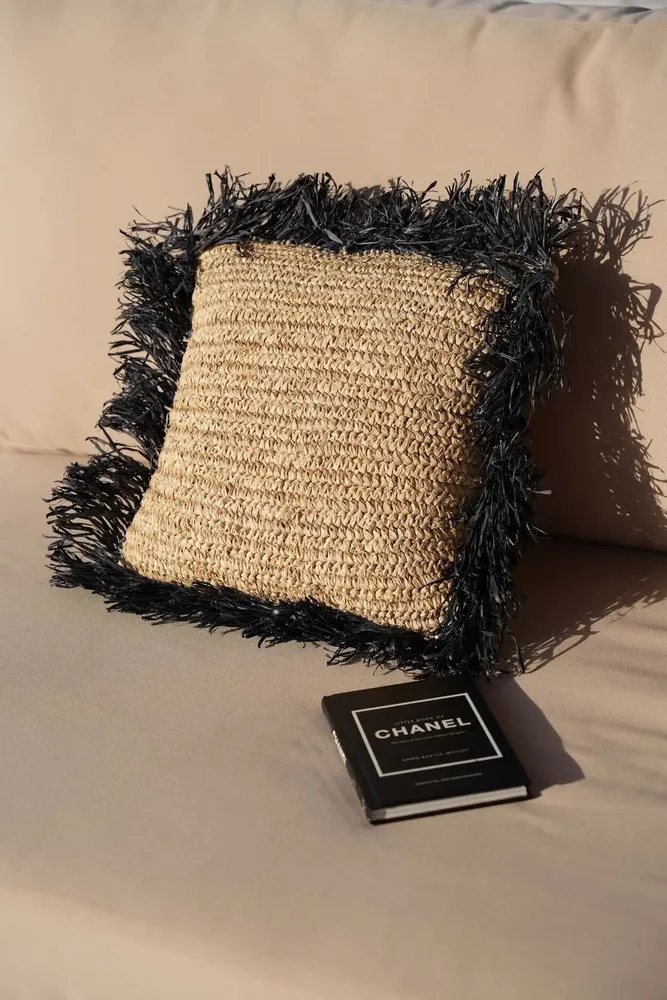 Coussins - La Housse De Coussin En Raffia - Naturel Noir - 40x40 - BAZAR BIZAR LIVING
