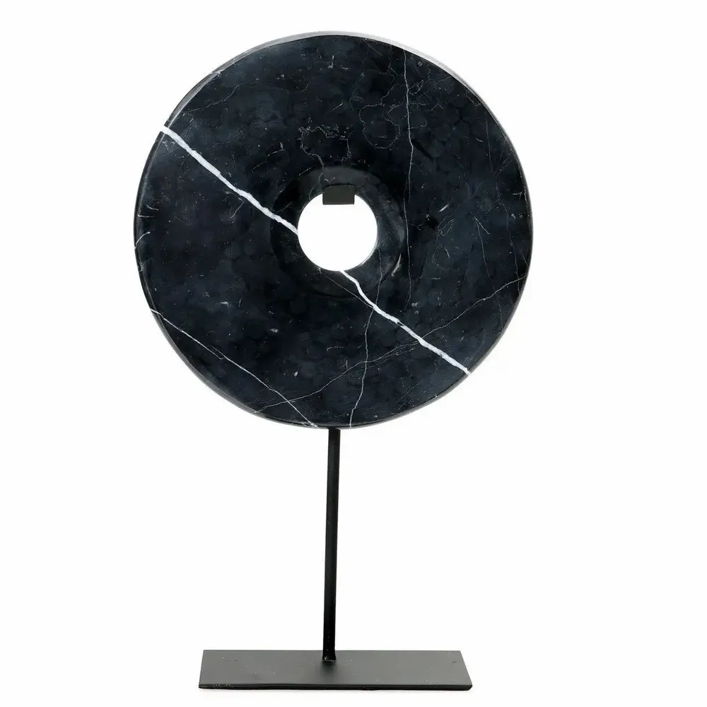 Sculptures, statuettes and miniatures - The Marble Disc on Stand - Black - L - BAZAR BIZAR LIVING