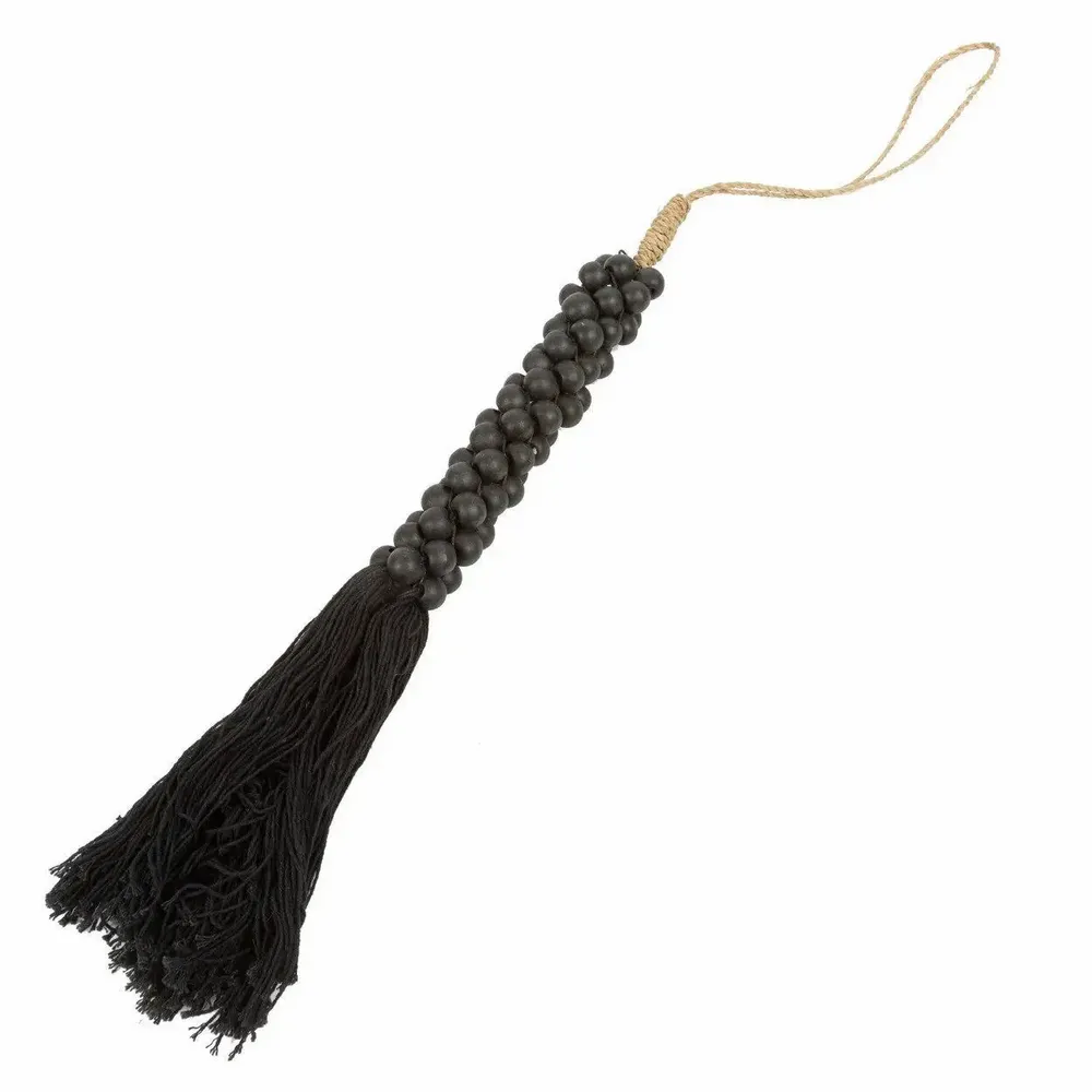 Objets de décoration - Les perles en bois avec pompon en coton - noires - BAZAR BIZAR LIVING