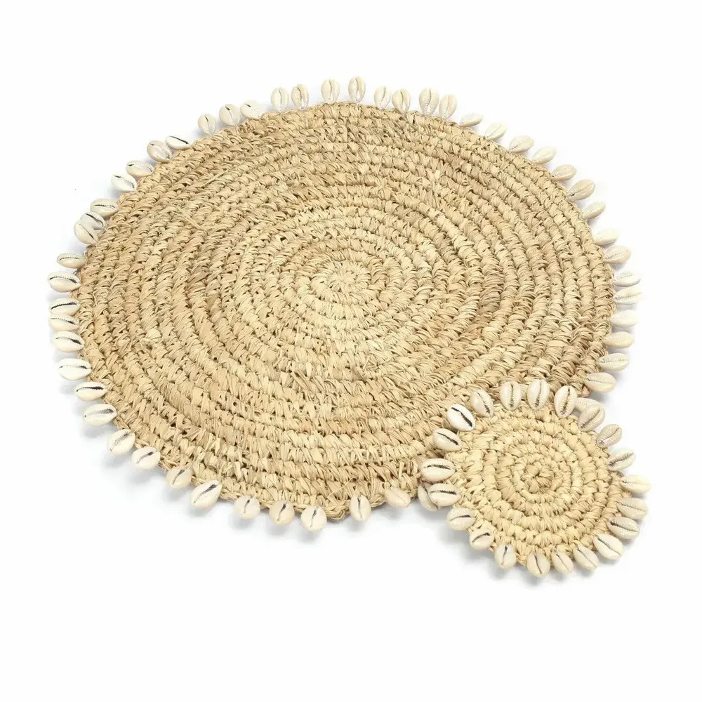 Placemats - The Raffia Shell Placemat - Natural - BAZAR BIZAR LIVING