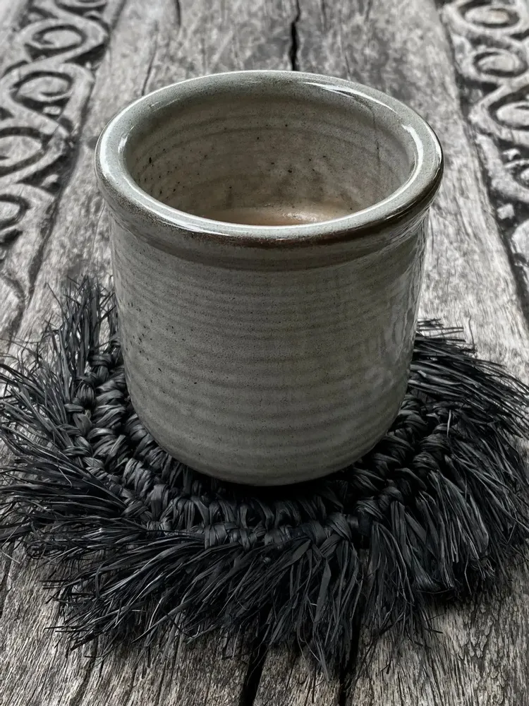 Placemats - The Fringe Raffia Coaster - Black - BAZAR BIZAR LIVING