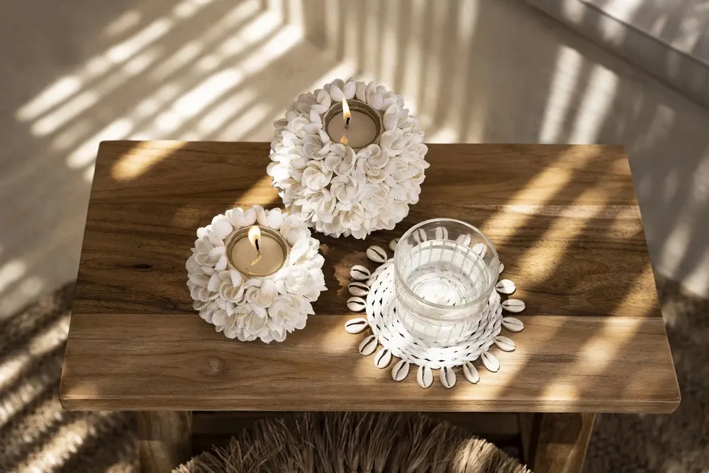 Placemats - The Seagrass Shell Coaster - White - BAZAR BIZAR LIVING