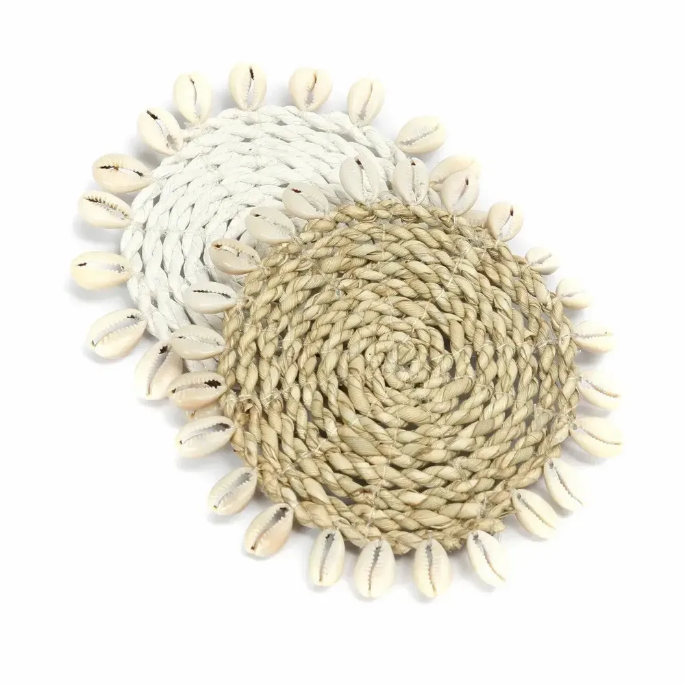 Placemats - The Seagrass Shell Coaster - White - BAZAR BIZAR LIVING