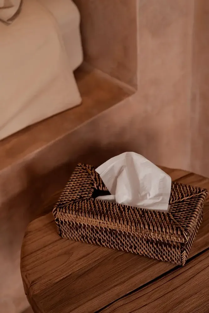 Caskets and boxes - The Rattan Classic Tissue Box - Natural Brown - BAZAR BIZAR LIVING