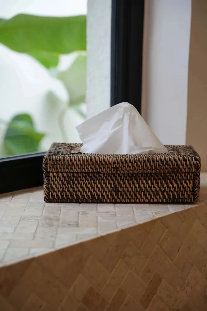 Caskets and boxes - The Rattan Classic Tissue Box - Natural Brown - BAZAR BIZAR LIVING