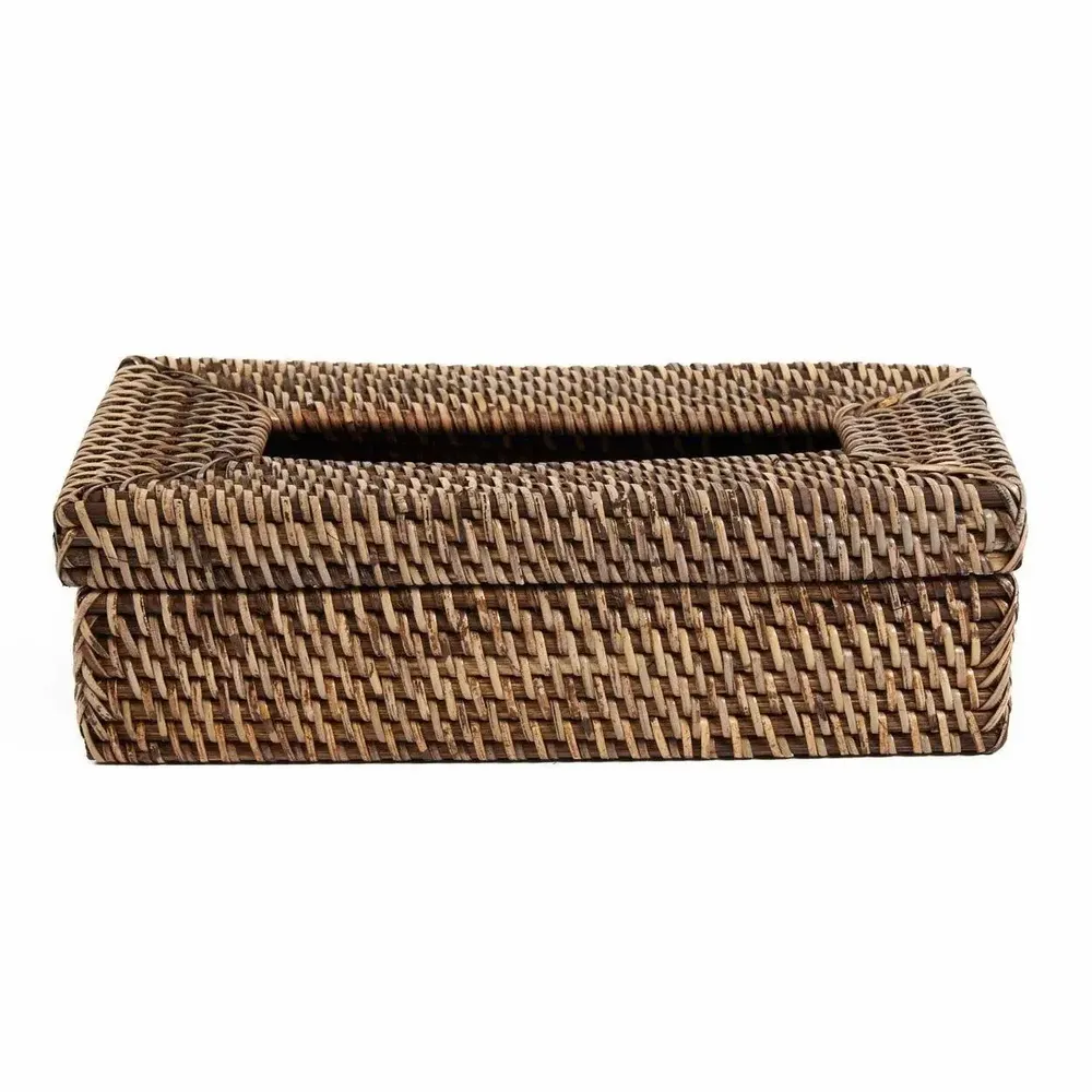 Caskets and boxes - The Rattan Classic Tissue Box - Natural Brown - BAZAR BIZAR LIVING