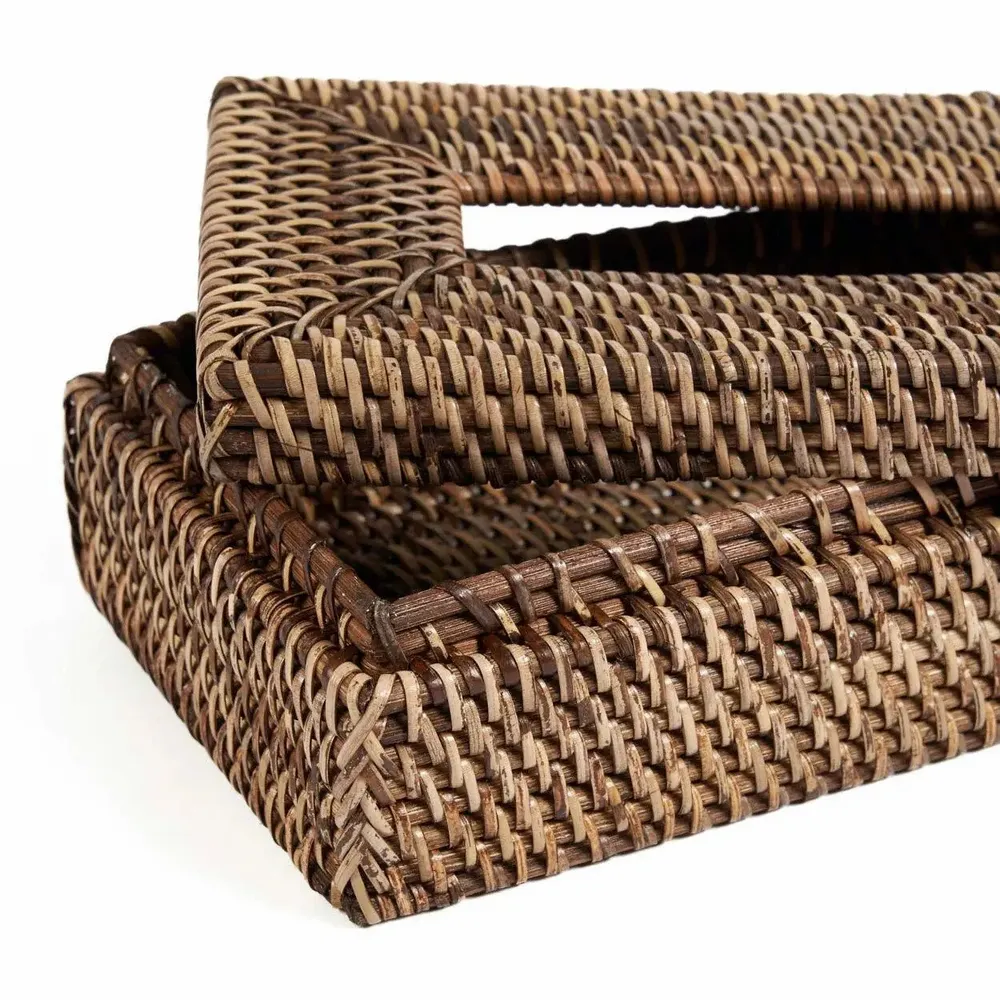 Caskets and boxes - The Rattan Classic Tissue Box - Natural Brown - BAZAR BIZAR LIVING